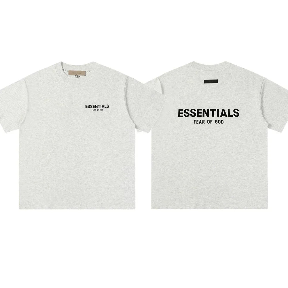 Essentials Fear of God Double-Print Flocked Tee – Light Oats